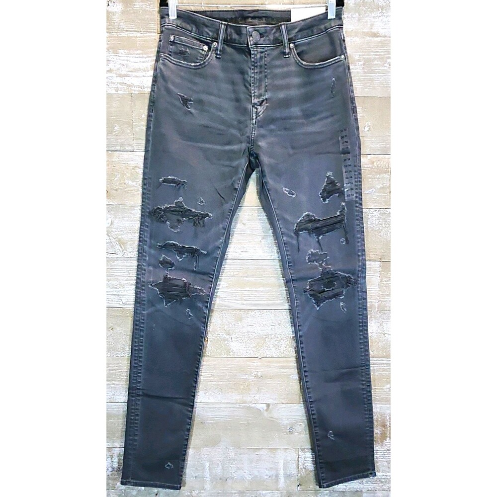 American Eagle Airflex+ Skinny Fit Dark Gray Jeans Distressed 32
